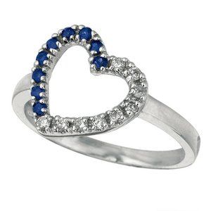0.26 Carat Natural Diamond and Sapphire Ring